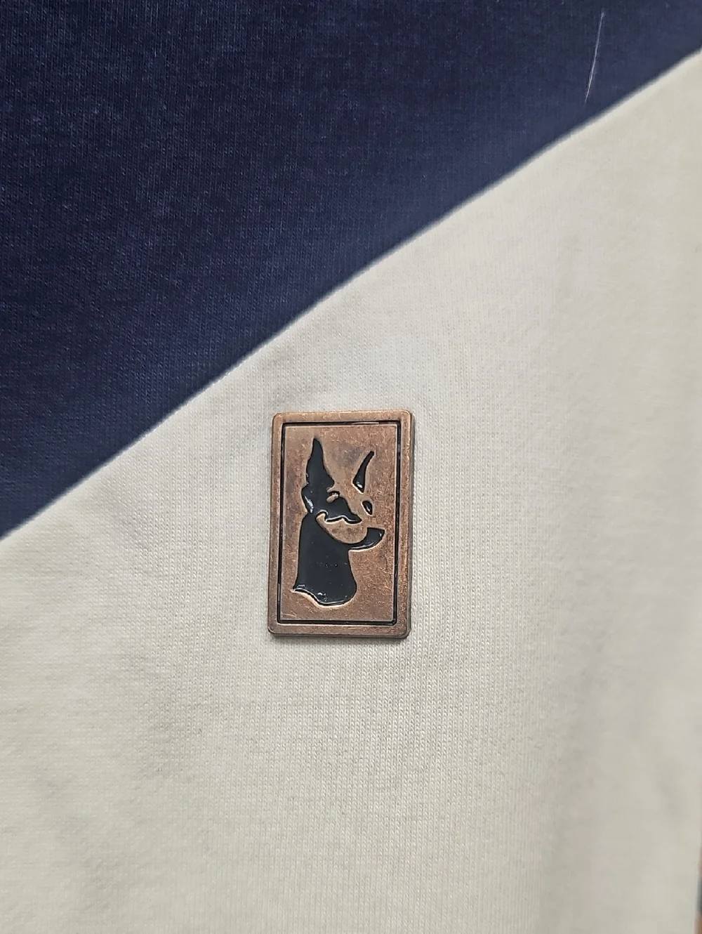 MAKOBI Colorblock Geometric Tee - Navy, White, Brown - Picture 2 of 7